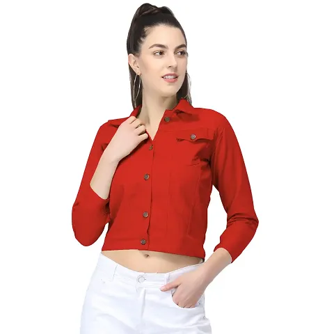 DUVE Fashion 3/4 Sleeve Solid Self-crop Jacket