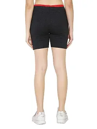 Trendy Cotton Lycra Solid Black Shorts For Women-thumb1