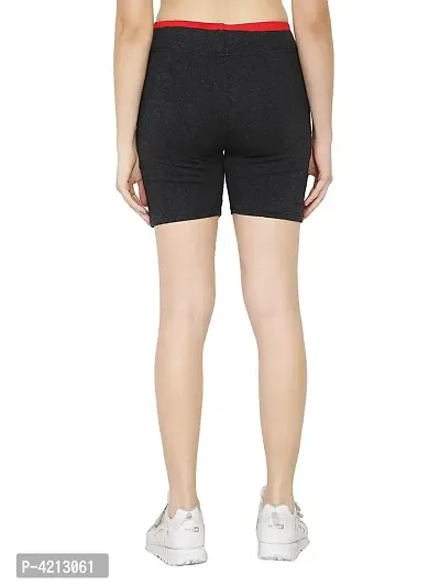 Trendy Cotton Lycra Solid Black Shorts For Women-thumb2