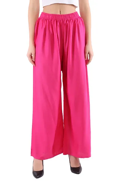 Women's Solid Rayon Trousers Palazzo