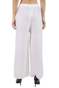 Women's White Solid Rayon Trousers Palazzo-thumb1