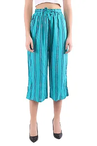 Women's Blue Striped Rayon Trousers Palazzo-thumb1