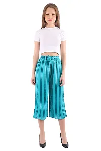 Women's Blue Striped Rayon Trousers Palazzo-thumb3