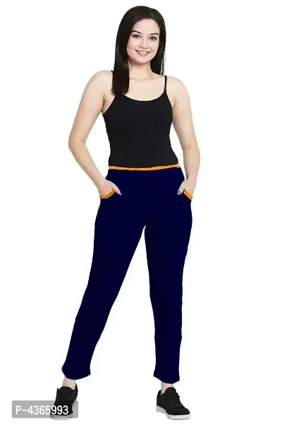 Women's Blue Cotton Solid Relaxed Fit Jeggings-thumb2