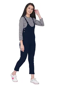 DUVE Fashion Cotton Blend Bodycon Striped Maxi Women's Dungaree Dress with Top Free-thumb2