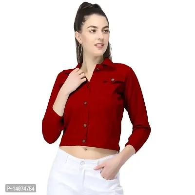 Vedansh Enterprises Women Solid Cotton Jacket 3/4 sleeve for Girls Women (L, Maroon)