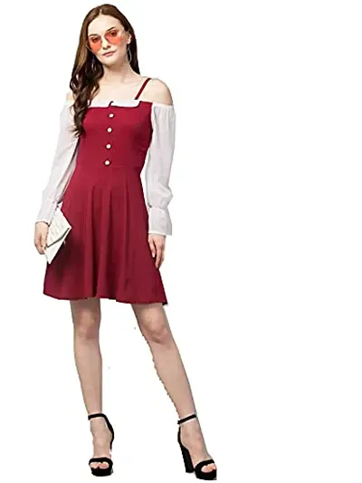 DUVE Fashion Women's A-line Lycra Blend one Piece Dress | Western Stylish Midi Dresses for Girls