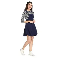 Vedansh Enterprises Stylish Relaxed Fit Dungaree and Striped Top for Women  Girls-thumb2