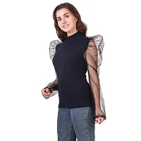 Vedash Enterprises Stylish Net Sleeve High Neck Top For Women-thumb1