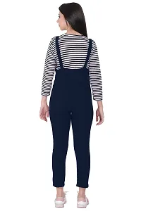 DUVE Fashion Cotton Blend Bodycon Striped Maxi Women's Dungaree Dress with Top Free-thumb1
