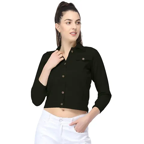 DUVE Fashion 3/4 Sleeve Solid Self-crop Jacket