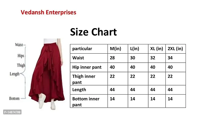DUVE Fashion Women's Ruffle Palazzo Trouser Pant | Women's Ruffle Pants Split High Waist Crepe Palazzo Overlay Pant Skirt-thumb4