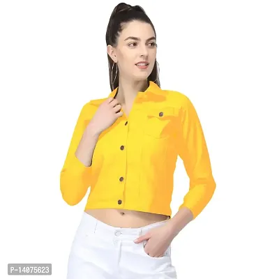 Vedansh Enterprises Women Solid Cotton Jacket 3/4 sleeve for Girls Women (S, Yellow)