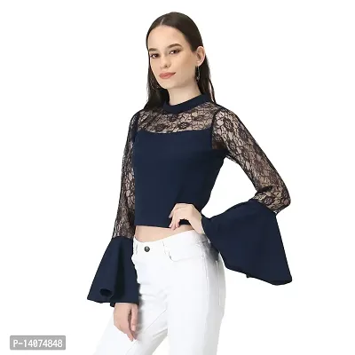 Vedansh Enterprises Bell Sleeve Crop top for Women-thumb0