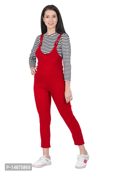 DUVE Fashion Cotton Blend Bodycon Striped Maxi Women's Dungaree Dress with Top Free-thumb5