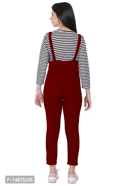 DUVE Fashion Cotton Blend Bodycon Striped Maxi Women's Dungaree Dress with Top Free-thumb4