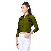 DUVE Fashion 3/4 Sleeve Solid Self-crop Jacket-thumb4