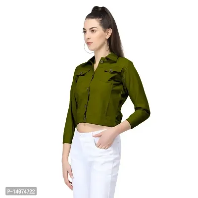 DUVE Fashion 3/4 Sleeve Solid Self-crop Jacket-thumb5