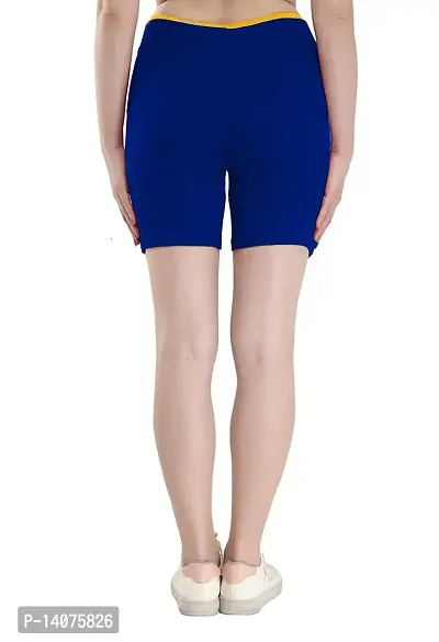 Vedansh Enterprises Women's Cotton Shorts, Active wear Yoga Shorts for Women Combo fo 4 Black-Royal Blue-thumb3