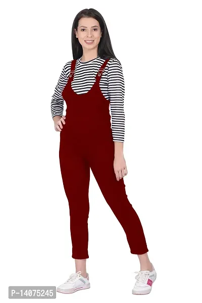 DUVE Fashion Cotton Blend Bodycon Striped Maxi Women's Dungaree Dress with Top Free-thumb5