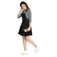 Vedansh Enterprises Stylish Relaxed Fit Dungaree and Striped Top for Women  Girls Black-thumb3