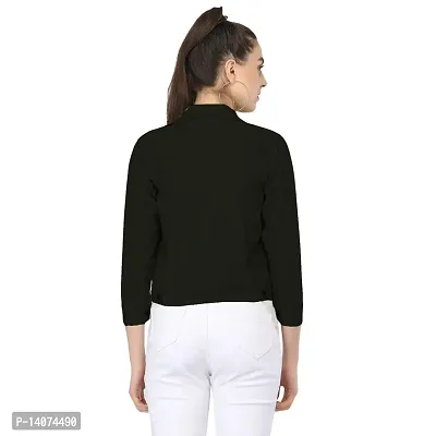 Vedansh Enterprises Women Solid Cotton Jacket 3/4 sleeve for Girls Women (L, Black)-thumb2
