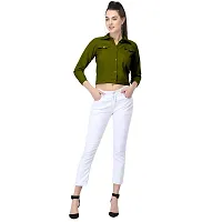 DUVE Fashion 3/4 Sleeve Solid Self-crop Jacket-thumb1