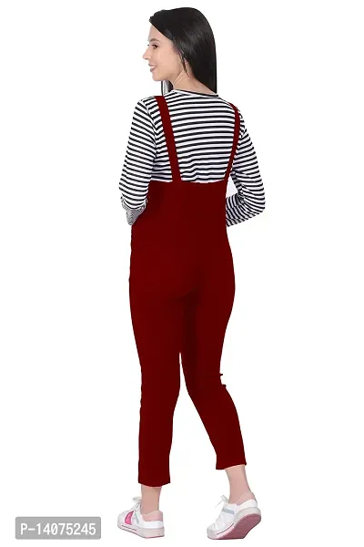 DUVE Fashion Cotton Blend Bodycon Striped Maxi Women's Dungaree Dress with Top Free-thumb3