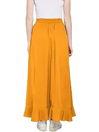 DUVE Fashion Women's Ruffle Palazzo Trouser Pant | Women's Ruffle Pants Split High Waist Crepe Palazzo Overlay Pant Skirt-thumb1