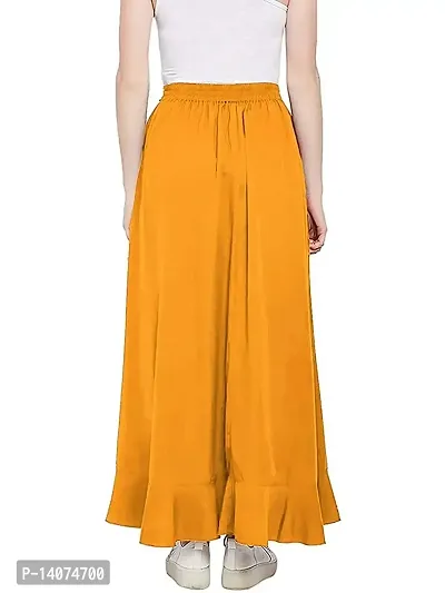 DUVE Fashion Women's Ruffle Palazzo Trouser Pant | Women's Ruffle Pants Split High Waist Crepe Palazzo Overlay Pant Skirt-thumb2