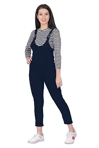 DUVE Fashion Cotton Blend Bodycon Striped Maxi Women's Dungaree Dress with Top Free-thumb3