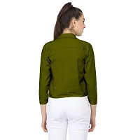 DUVE Fashion 3/4 Sleeve Solid Self-crop Jacket-thumb2