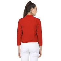 DUVE Fashion 3/4 Sleeve Solid Self-crop Jacket-thumb1