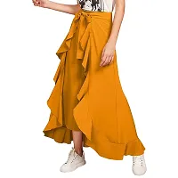 DUVE Fashion Women's Ruffle Palazzo Trouser Pant | Women's Ruffle Pants Split High Waist Crepe Palazzo Overlay Pant Skirt-thumb2