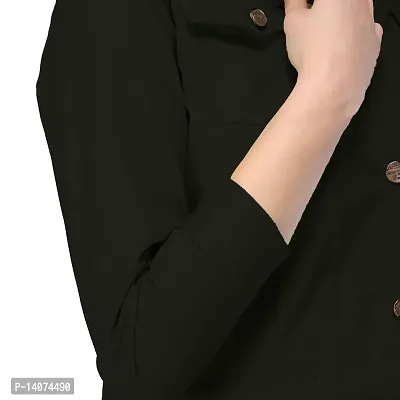 Vedansh Enterprises Women Solid Cotton Jacket 3/4 sleeve for Girls Women (L, Black)-thumb4