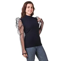 Vedash Enterprises Stylish Net Sleeve High Neck Top For Women-thumb3