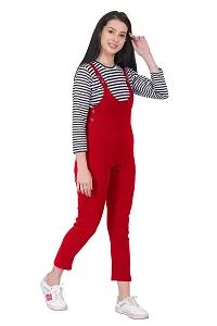 DUVE Fashion Cotton Blend Bodycon Striped Maxi Women's Dungaree Dress with Top Free-thumb3