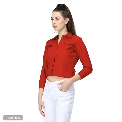 DUVE Fashion 3/4 Sleeve Solid Self-crop Jacket-thumb4