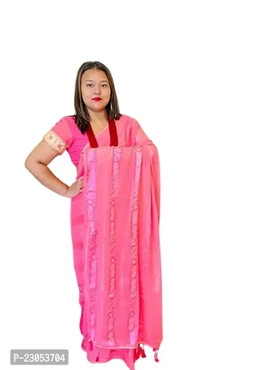 Elegant  Chanderi Silk Saree with Blouse piece For Women-thumb0