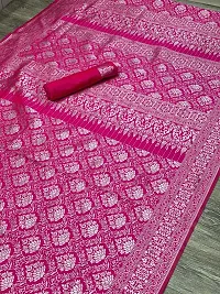 Elegant Art Silk Jacquard Banarasi Soft Silk Saree with Contrast Running  Jacquard Border Blouse-thumb1