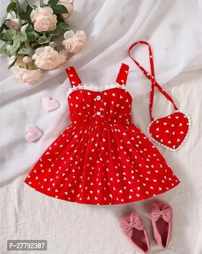 Fabulous Red   Cotton  Printed Frocks For Girls-thumb0