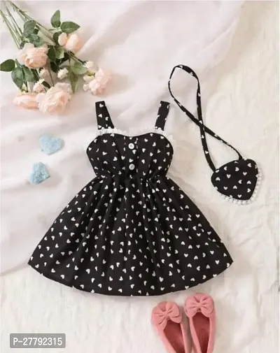 Fabulous Black Cotton  Printed Frocks For Girls-thumb0