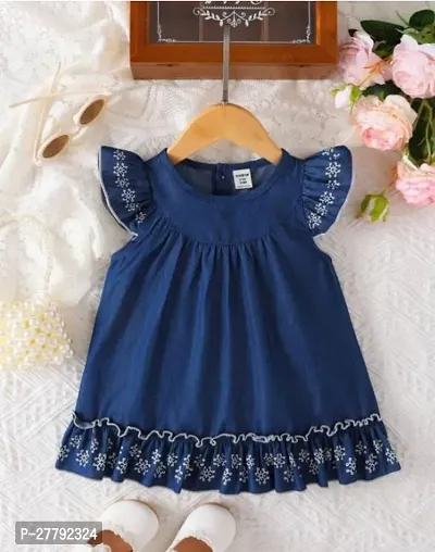 Fabulous Blue Cotton  Printed Frocks For Girls-thumb0