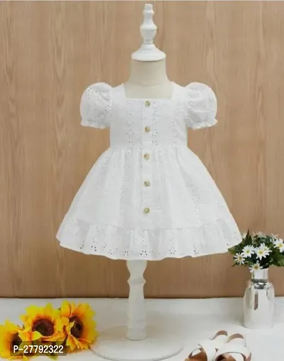 Fabulous White Cotton  Printed Frocks For Girls-thumb0