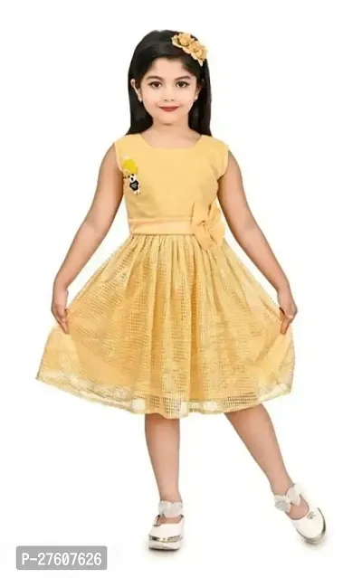 Stylish Yellow Cotton Frocks Dresses For Girls-thumb0