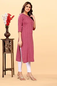 Stylish Pink Cotton Blend Ikat Straight Kurta For Women-thumb2