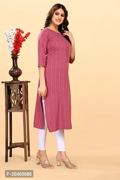 Stylish Pink Cotton Blend Ikat Straight Kurta For Women-thumb3