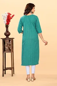 Stylish Green Cotton Blend Ikat Straight Kurta For Women-thumb1