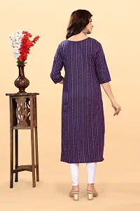 Stylish Purple Cotton Blend Ikat Straight Kurta For Women-thumb1
