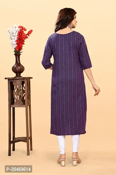 Stylish Purple Cotton Blend Ikat Straight Kurta For Women-thumb2